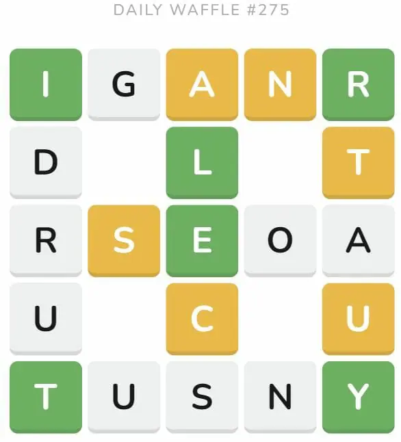 Daily Waffle Game 275 Puzzle - October 23rd 2022