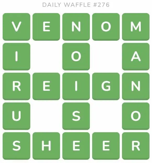 Daily Waffle Game 276 Answer - October 24th 2022