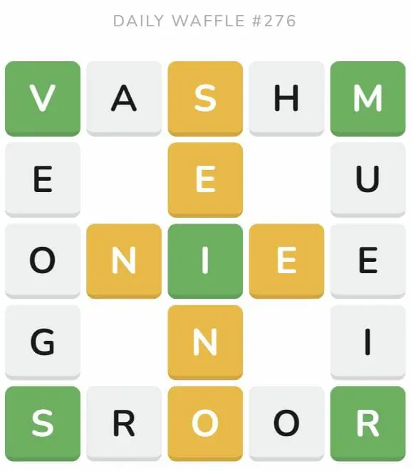Daily Waffle Game 276 Puzzle - October 24th 2022