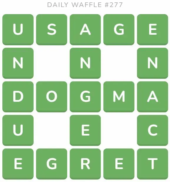 Daily Waffle Game 277 Answer - October 25th 2022