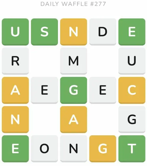 Daily Waffle Game 277 Puzzle - October 25th 2022