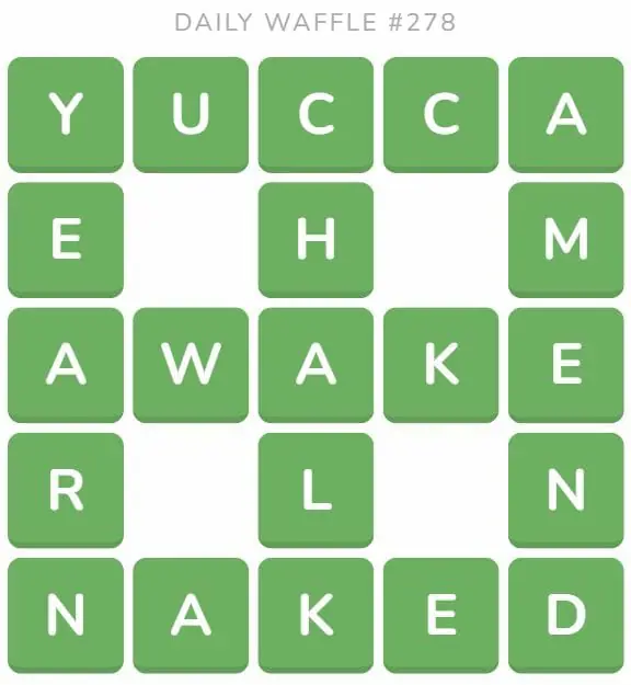 Daily Waffle Game 278 Answer - October 26th 2022