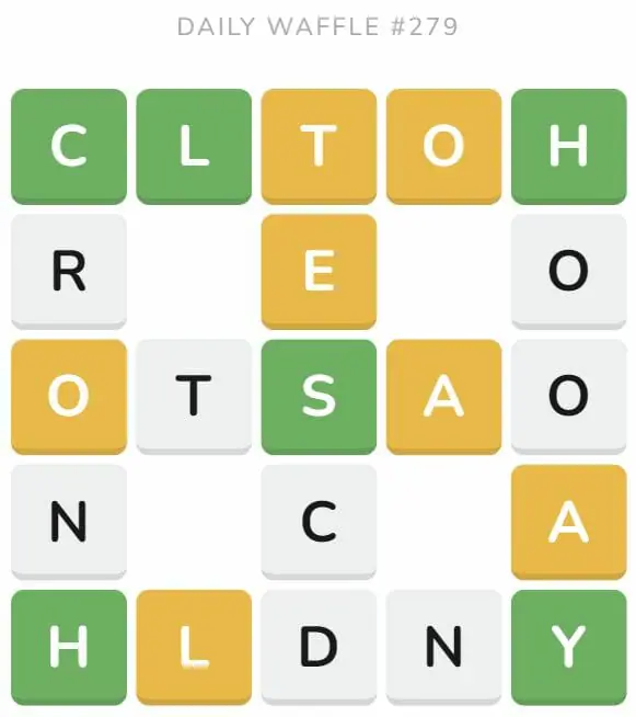 Daily Waffle Game 279 Puzzle - October 27th 2022