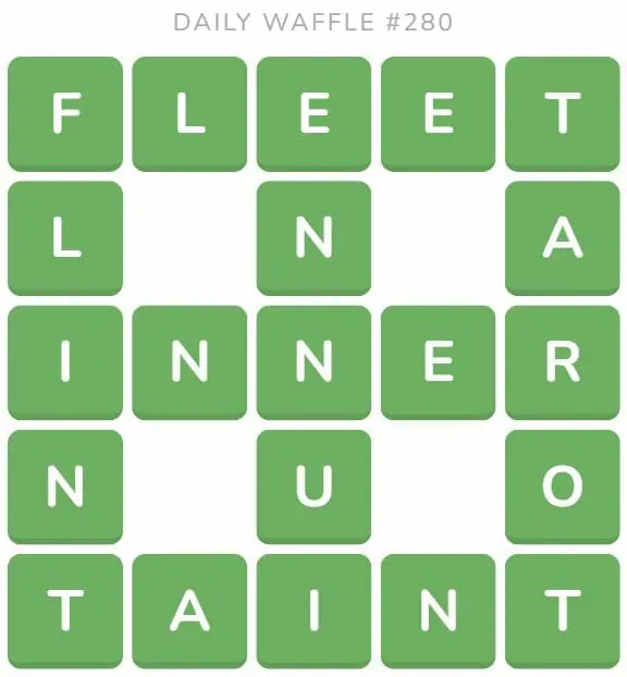 Daily Waffle Game 280 Answer - October 28th 2022