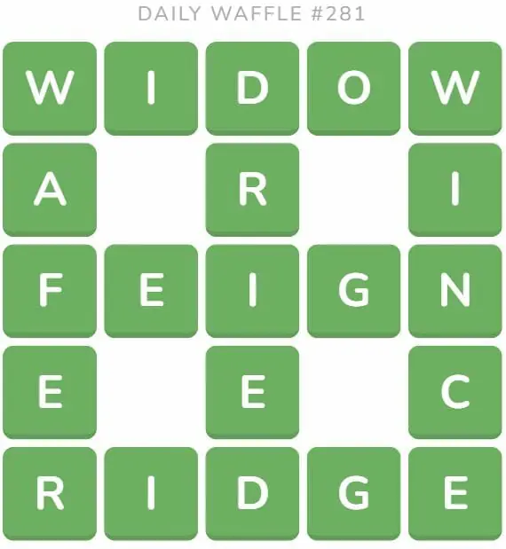 Daily Waffle Game 281 Answer - October 29th 2022