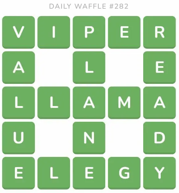 Daily Waffle Game 282 Answer - October 30th 2022