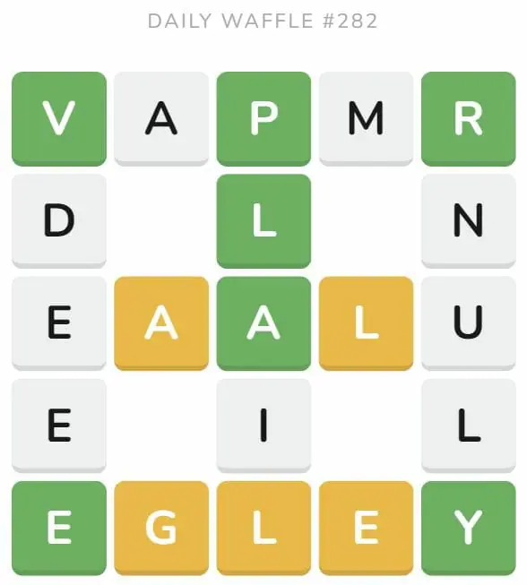 Daily Waffle Game 282 Puzzle - October 30th 2022
