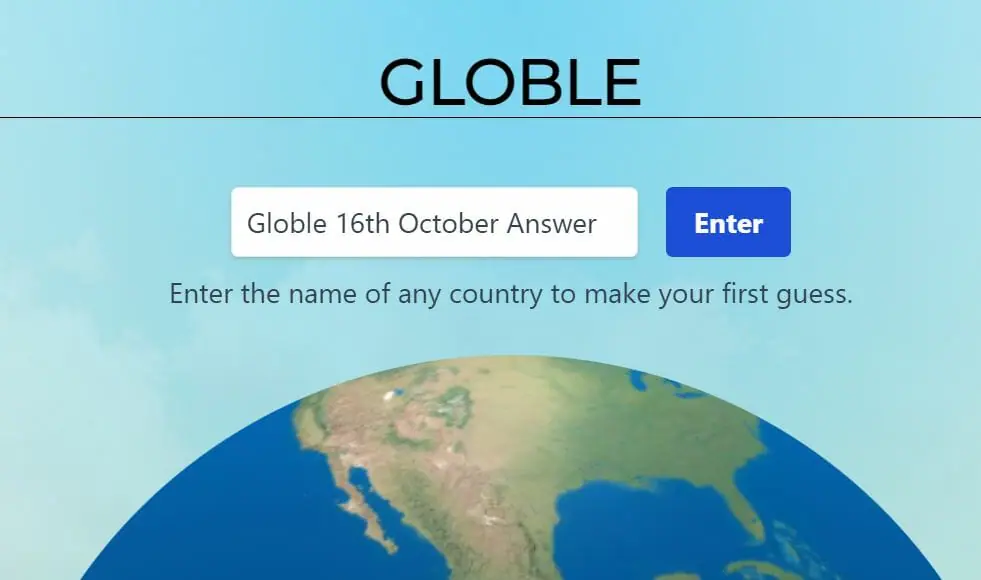 Globle 16 October Answer and Hints Today 2022