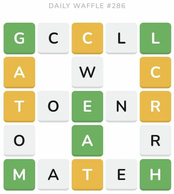 Daily Waffle Game 286 Puzzle - November 3rd 2022