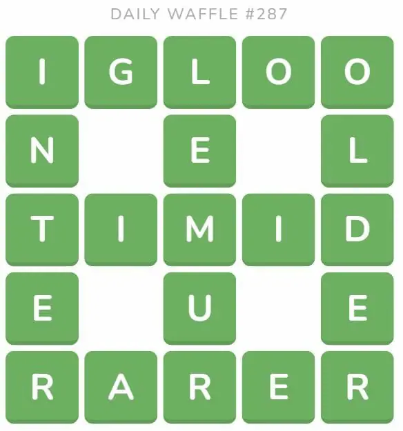 Daily Waffle Game 287 Answer - November 4th 2022
