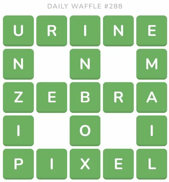 Daily Waffle Game 288 Answer - November 5th 2022