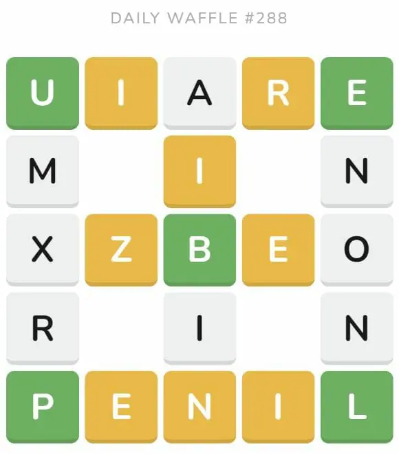 Daily Waffle Game 288 Puzzle - November 5th 2022