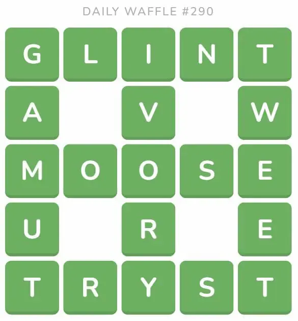 Daily Waffle Game 290 Answer - November 7th 2022