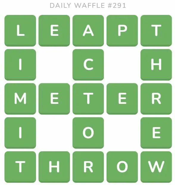 Daily Waffle Game 291 Answer - November 8th 2022