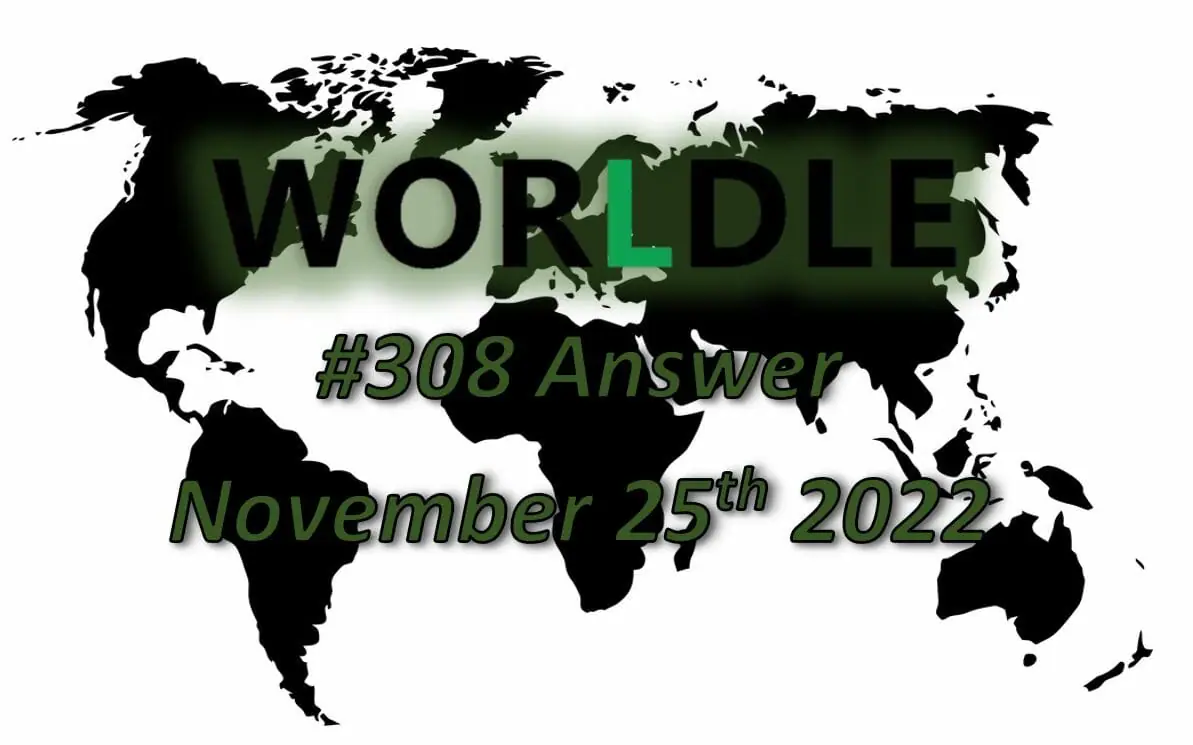 Daily Worldle 308 - November 25th 2022