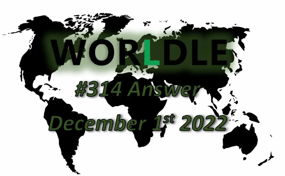 Daily Worldle 314 - December 1st 2022