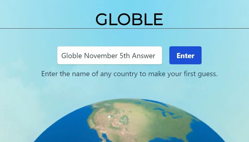 Globle 5 November Answer and Hints Today
