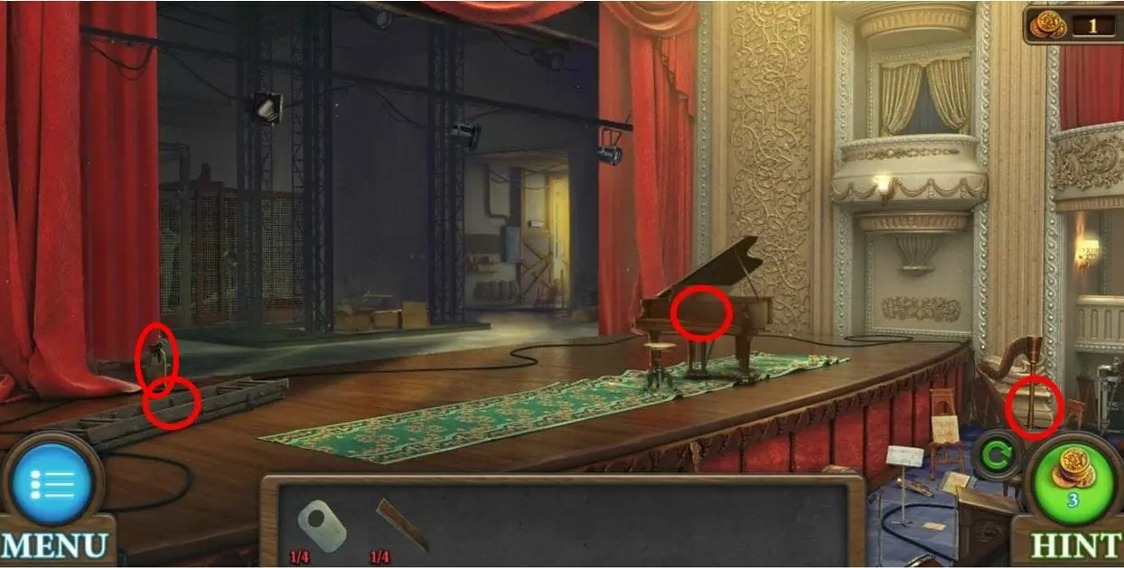 Tricky Doors Walkthrough Level 8 -The Hall Items Highlighted