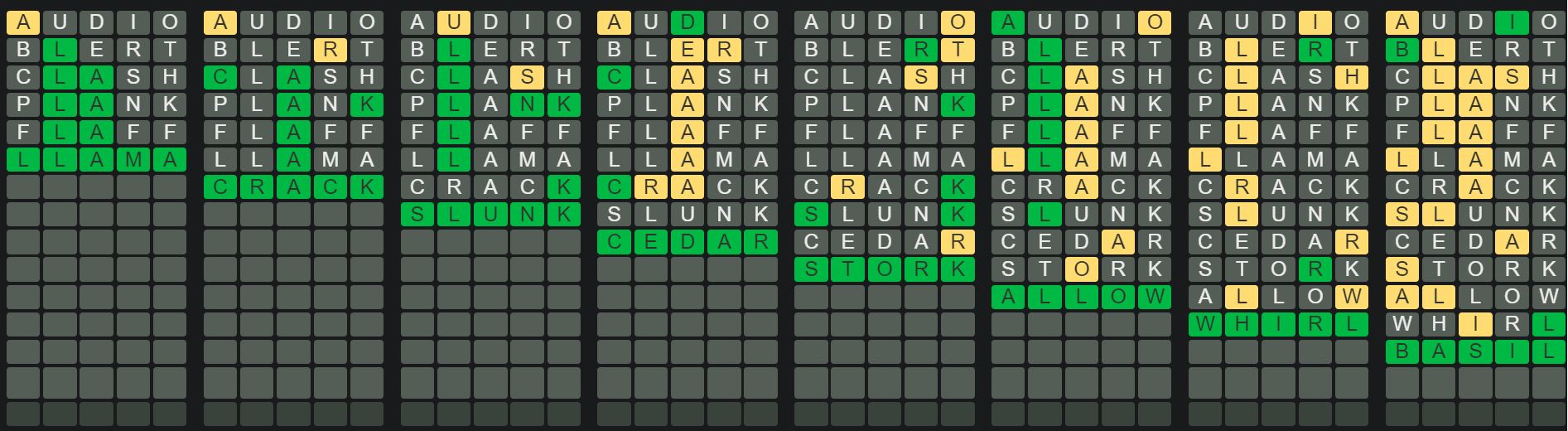 Daily Octordle Sequence 458 - April 27th 2023