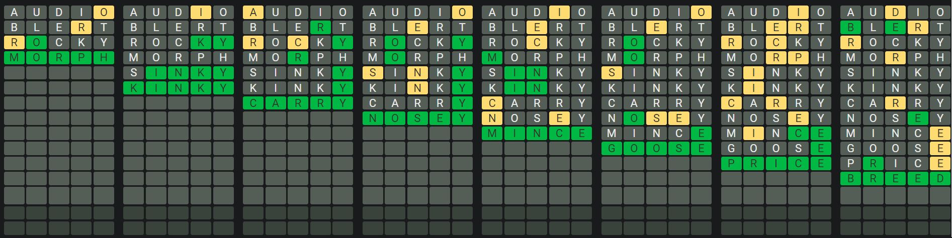 Daily Octordle 595 Sequence Answer - September 11th 2023