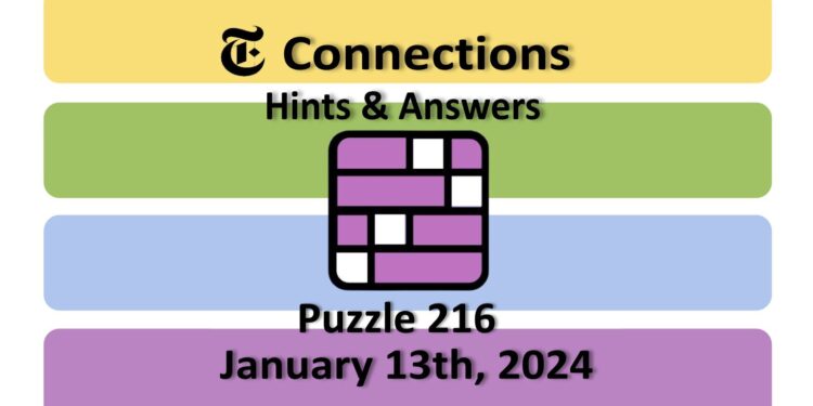 Daily NYT Connections 216 Answers - January 13th 2024