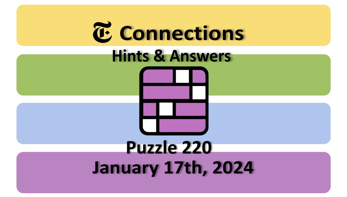 Daily NYT Connections 220 Answers - January 17th 2024