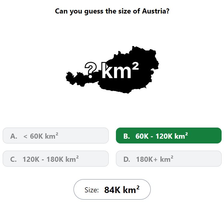 Daily Worldle 718 Bonus Size Answer - January 9th 2024