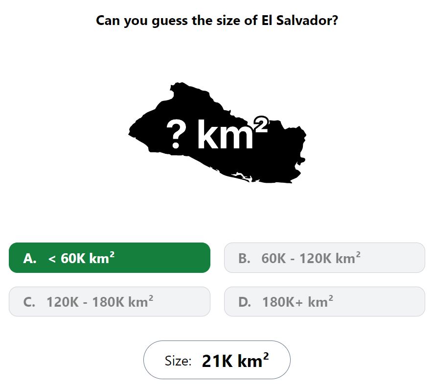 Daily Worldle 733 Bonus Size Answer - January 24th 2024
