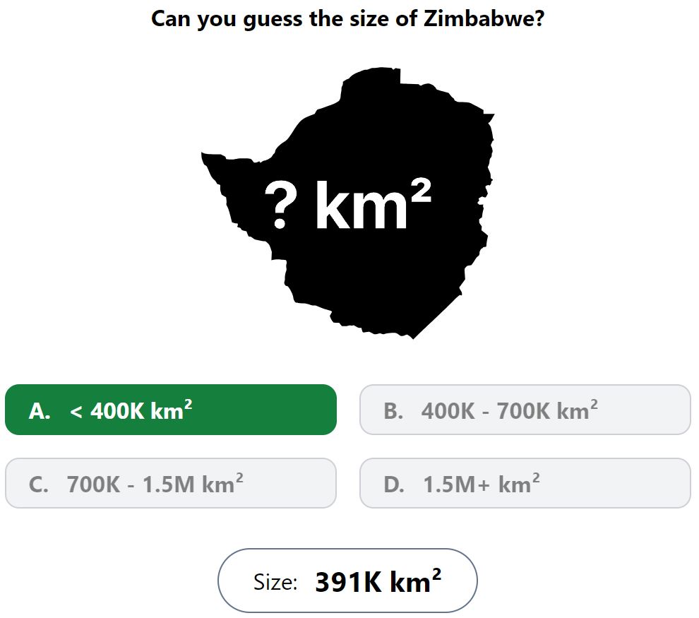 Daily Worldle 738 Bonus Size Answer - January 29th 2024