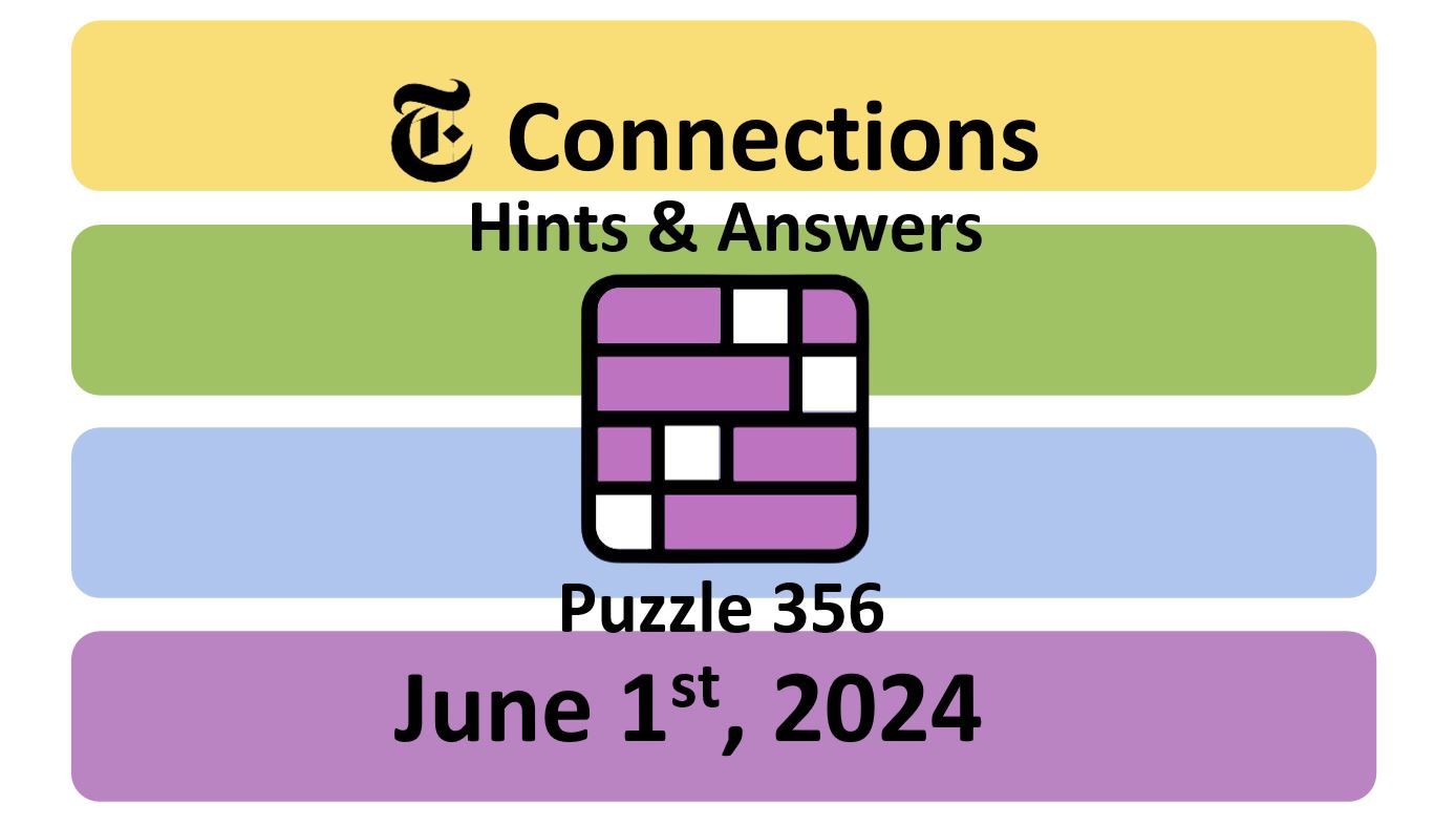 Daily NYT Connections 356 Answers - June 1st 2024
