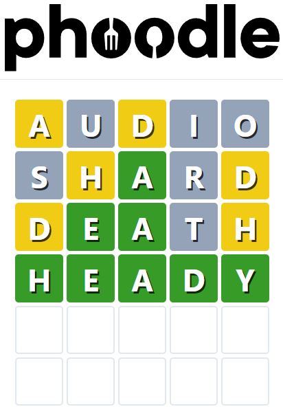 Daily Phoodle Answer 748 - 25th May 2024