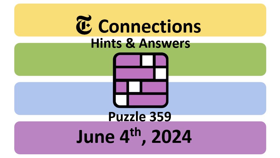 Daily NYT Connections 359 Answers - June 4th 2024