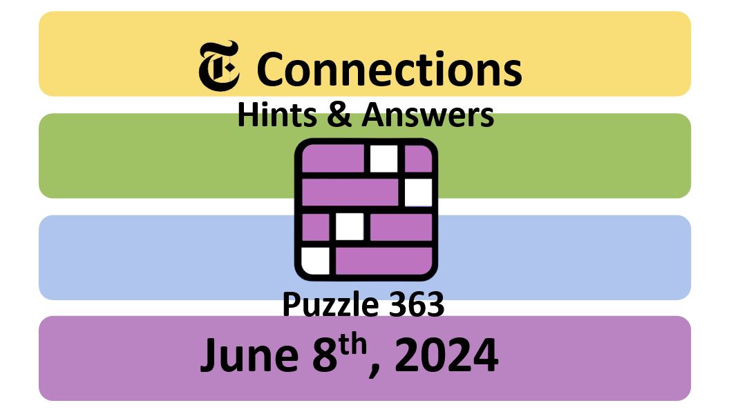 Daily NYT Connections 363 Answers - June 8th 2024