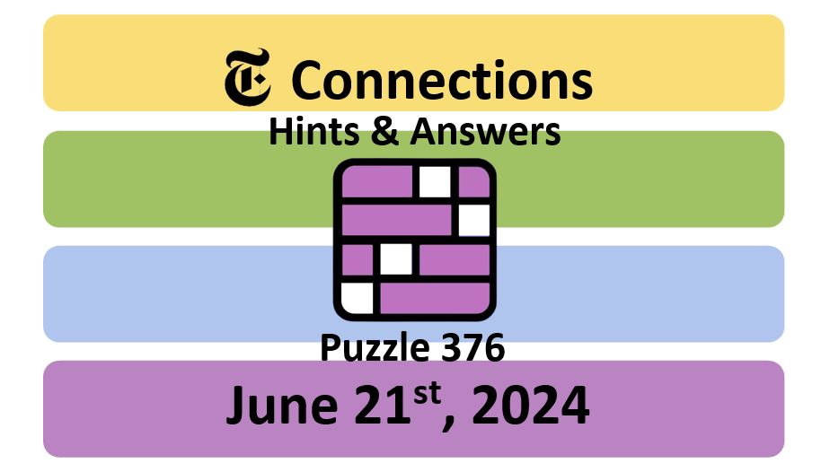 Daily NYT Connections 376 Answers - June 21st 2024