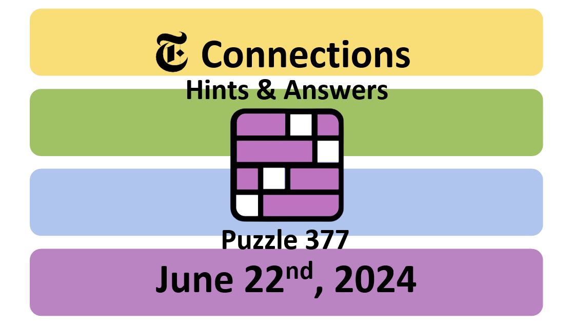 Daily NYT Connections 377 Answers - June 22nd 2024