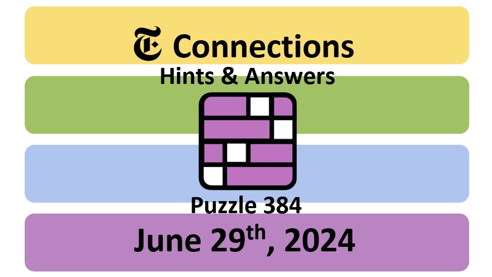 Daily NYT Connections 384 Answers - June 29th 2024