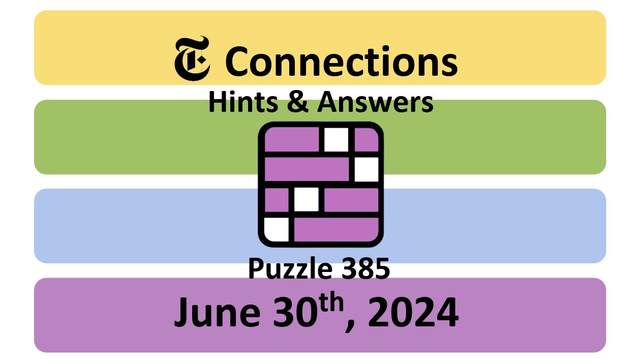 Daily NYT Connections 385 Answers - June 30th 2024