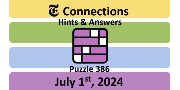 Daily NYT Connections 386 Answers - July 1st 2024