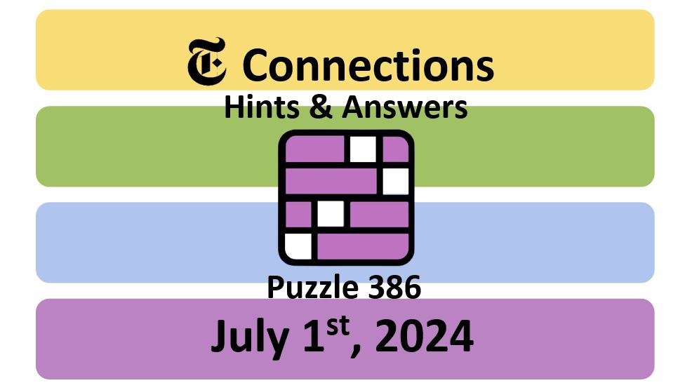 Daily NYT Connections 386 Answers - July 1st 2024
