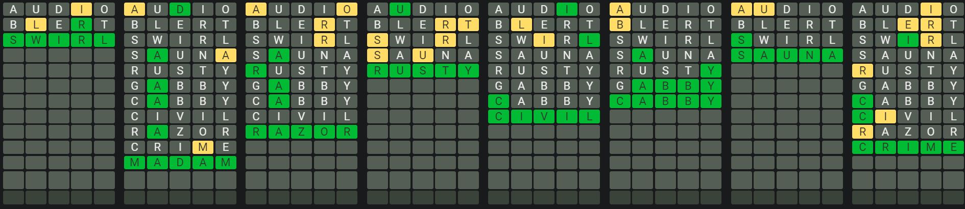 Daily Octordle Answer 885 - June 27th 2024