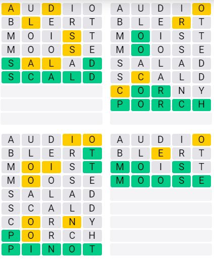 Weekly Quordle 52 Answer - June 17th - 23rd 2024
