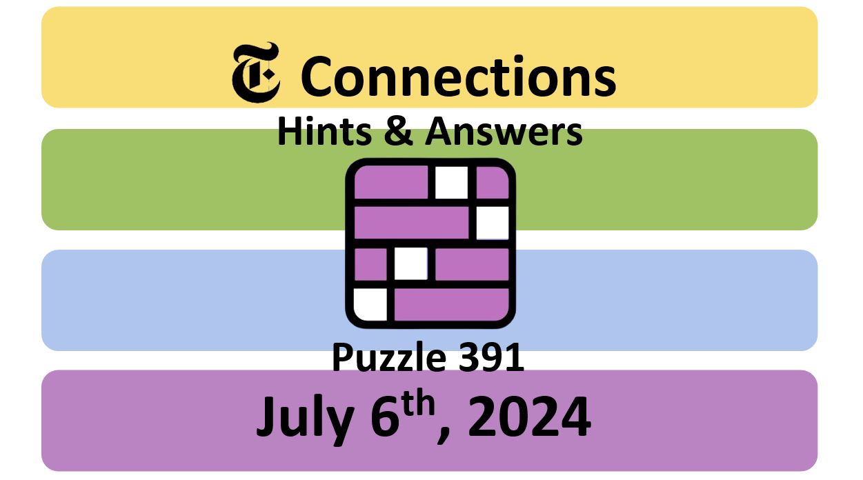 Daily NYT Connections 391 Answers - July 6th 2024