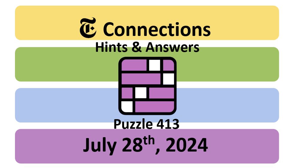 Daily NYT Connections 413 Answers - July 28th 2024