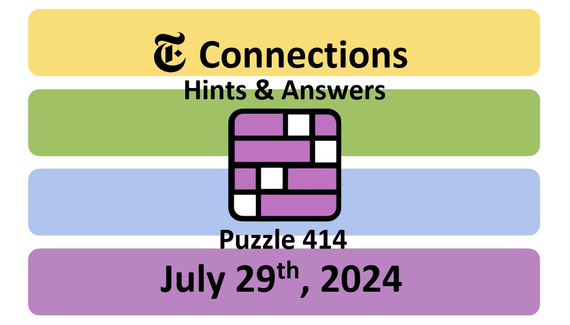 Daily NYT Connections 414 Answers - July 29th 2024