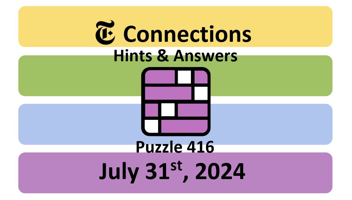 Daily NYT Connections 416 Answers - July 31st 2024