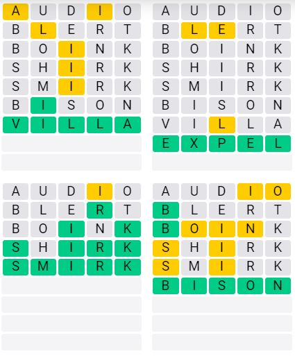 Weekly Quordle 57 Answer - July 22nd - 28th 2024