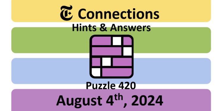 Daily NYT Connections 420 Answers - August 4th 2024