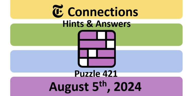 Daily NYT Connections 421 Answers - August 5th 2024