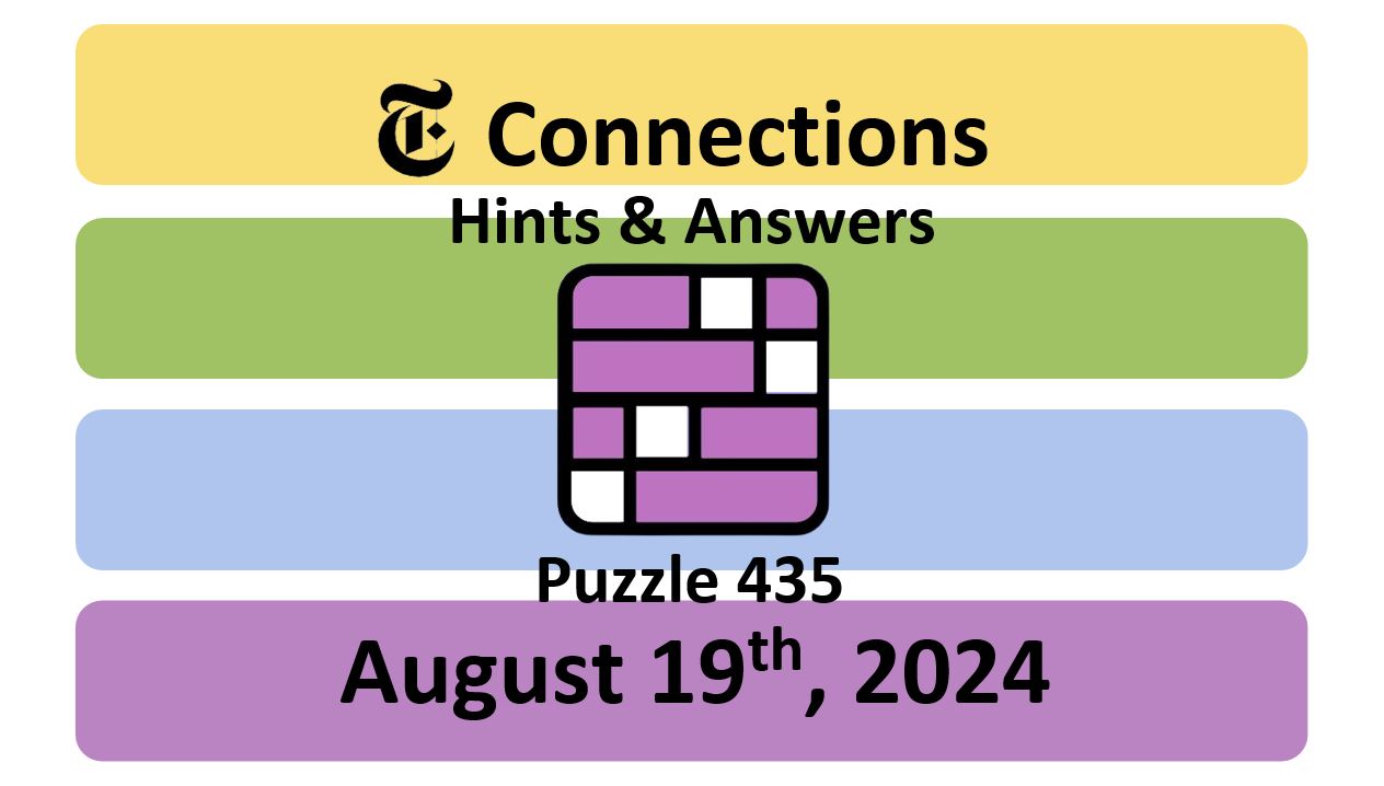 Daily NYT Connections 435 Answers - August 19th 2024