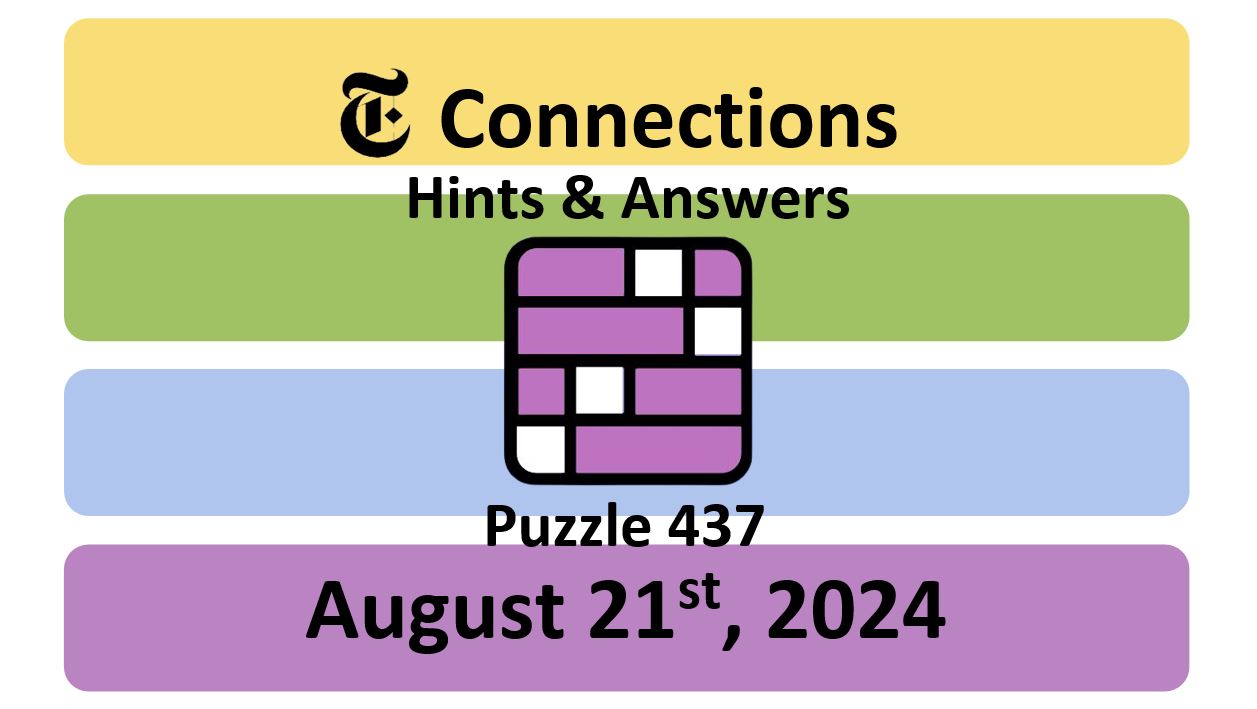 Daily NYT Connections 437 Answers - August 21st 2024